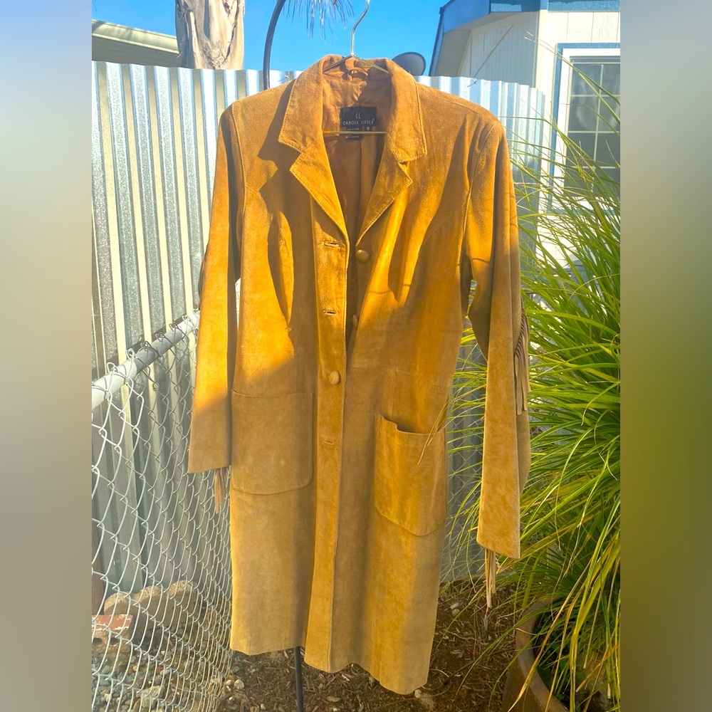 CAROLE LITTLE 💯 SUEDE LEATHER FRINGE COAT